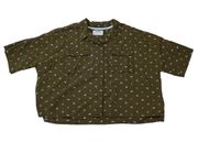 REI  Women's Short Sleeve Button Up Shirt 2XL Olive Green Camp Shirt