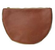 Sseko Terra Cotta and Gold Leather Large Crescent Zipper Pouch Made in Uganda