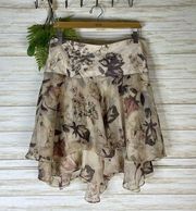 Vintage Lauren Ralph Lauren Y2K Romantic Floral Flutter Mini Skirt