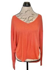 BDG Women's Top Thermal Size XS Destroyed Oversized Dolman Sleeves Waffle Knit