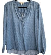 Cloth & Stone Chambray Tencel Popover Top Size Large