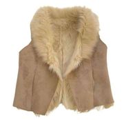 JohnPaulRichard Vest Faux Fur Microfiber Suede Sleeveless Reversible Coat Medium