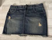 Apt. 9 Women's Denim Blue Jean Skirt Size 8 Distressed Ruff Hem