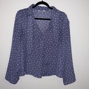 - purple polka dot blouse with neck tie- Size 6