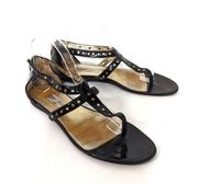 Jimmy Choo Black Patent Leather Star Stud Gladiator Sandals Size 40 Preowned