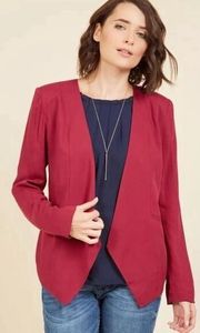 NEW Esley Modcloth Burgundy Red Lightweight Rayon Draped Front Blazer Jacket S