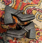 Sparkly Square Toe Heels 