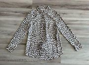 Equipment S Animal Print Brown Silk Button Down Blouse