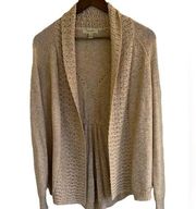 Dress barn light tan knit open front cardigan sweater women, M