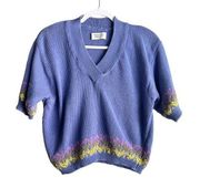 Vintage United Colors of Benetton V Neck Women's Sweater 44 Purple Made In Italy