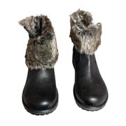 Candie’s NEW Black w Faux Fur Trim Mid-Calf Snap Down Ankle Boots Wm 7.5