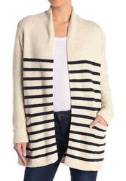 EUC M Magaschoni Striped Open Front Shawl Collar Cardigan Size S