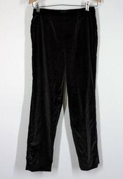 Piazza Sempione Black Velvet Cropped Pants Size 42 IT Women's Preowned FLAWS