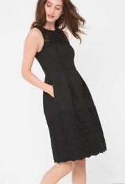 WHBM Jaquard And Lace Black Dress Size 2