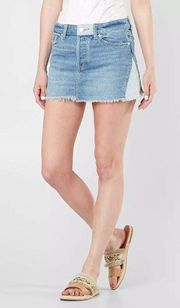 Patched Denim Mini Skirt