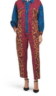 NWOT Farm Rio Mixed Leopard Pop Jumpsuit Size M