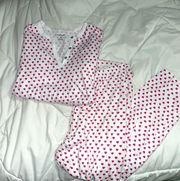 pink hearts long sleeve/pants pajama set
