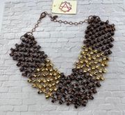 Amrita Singh Knotted Statement Necklace Gunmetal & Gold