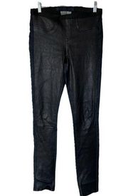 Helmut Lang Elastic Waist Lambskin Leather Jeans Black Blue Size 27