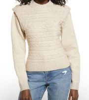 BlankNYC Cream Oatmeal Horizontal Cable Knit Crewneck Sweater XS NWT