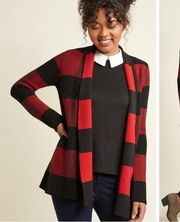 ModCloth // Simply Snuggly Red & Black Plaid Cardigan Sweater