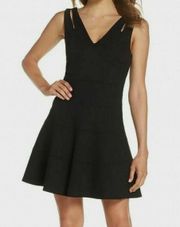 Black V-neck Fit & Flare Lace Back Cutout Mini Dress