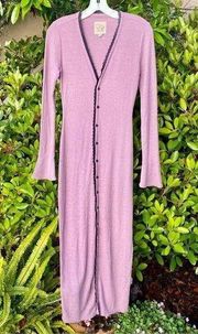 Chaser Pink/Lilac Maxi w/Black Lace Trim Duster/Cardigan/Topper. Small New (NWT)