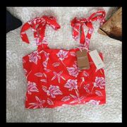 NWT Joie Linen Coral and Pink Floral Cropped Tank Brand New with Tags Size 10