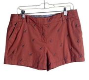 Cambridge Dry Goods Size 8 Shorts Embroidered Giraffe Print Coral Chinos