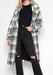 Plaid Belted Wrap Front Coat express Womens size M NWT trench parka coat NWT