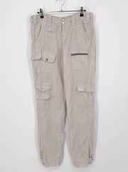 Pete & Greta by Johnny Was Cargo Pants Linen Y2K Beige Women's Size 2 NEW