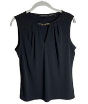 Ivanka Trump Classic Black Sleeveless Top w/ Chain Neck Design - Small