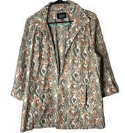 Luii Anthropologie Blazer Jacket Women XL Ikat Heart Pockets Hip 100% Cotton