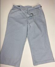 Lands End Petite Cropped Twill Chino Pants Blue/White Women’s Size 16 NWT