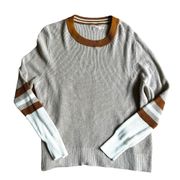 Faherty Throwback Varsity Crew Neck Sweater Oat Size   XL Tan Cashmere Blend