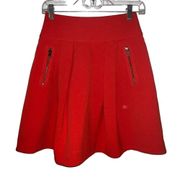 MAEVE BY ANTHROPOLOGIE RED SKATER FULL SKIRT MINI ZIPPERED POCKETS WOMEN SIZE 0