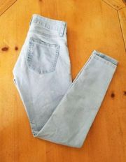 Cotton On 91 Mid Rise Jeggings Blue Stripe Jean Like Pants USA Size (2) 25 x 27