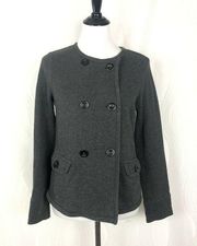 Gap Womens Fleece Lined Sweater Gray Double Breasted Button Cardigan‎ Size S