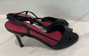 Kate spade black patent leather sling back heels