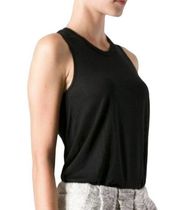 HELMUT LANG Black Asymmetrical Blouse Scoop Neck Sleeveless Tank Top Small EUC