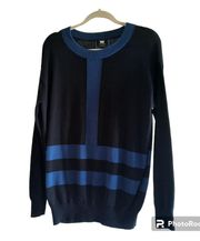 W By Worth Navy Striped Cotton Sweater
