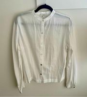 Vince  Ivory White Button Down Crew Neck Blouse | S