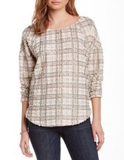 JOA Metallic Plaid Textured Sweater NWOT