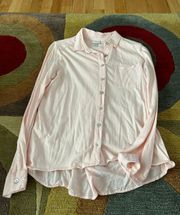 Light Pink Cotton Stretch Button Down Shirt High Low Women’s Small