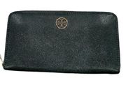 TORY BURCH ZIPPERED DARK GREEN WALLET