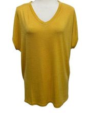 ORVIS T-Shirt Blouse NEW Gold Size Large V-Neck Short Sleeve Longer Length Knit