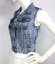 Forever 21 F21 Acid Wash Denim Vest Jean Jacket