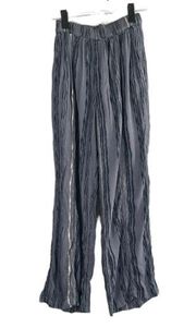 Caslon Gray & Blue Striped Accordion Cotton Blend Wide Leg Pants Women Sz XS