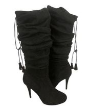 Thalia Sodi Womens Brisaf Fabric knee high Slouchy boots black size 9