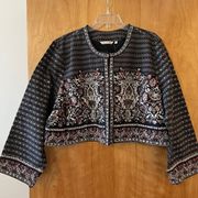 Soft Surroundings Mandala Bolero Boho Blazer Cropped Jacket Beaded Plus Size 2X